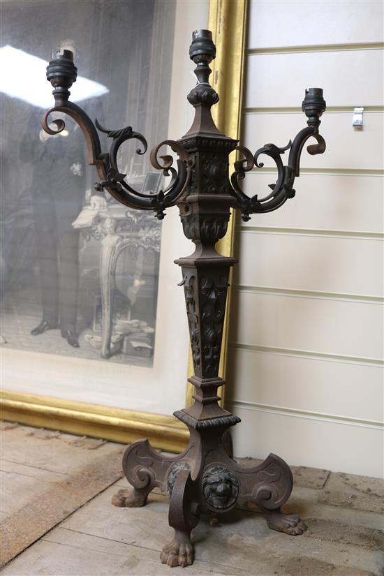 A Victorian gilt brass candelabrum, possibly to a design by Edward Middleton Barry, late 19th century, H. 23in.